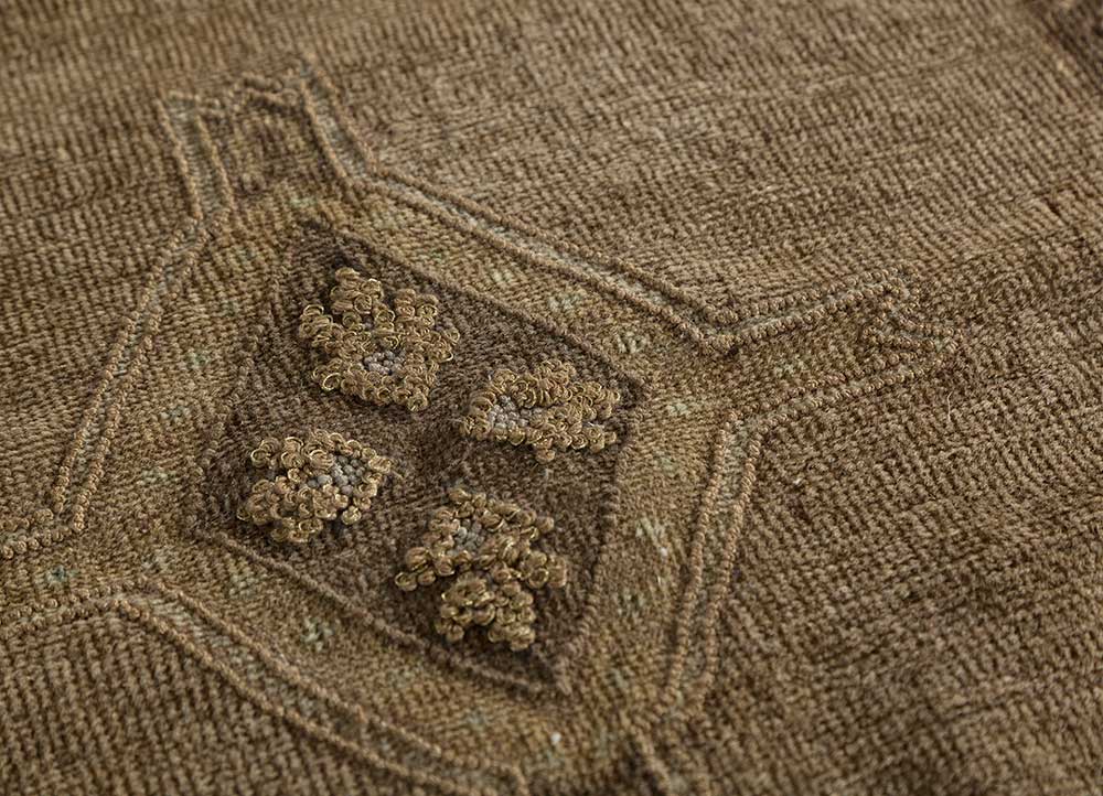 bedouin beige and brown wool Flat Weaves Rug - CloseUp