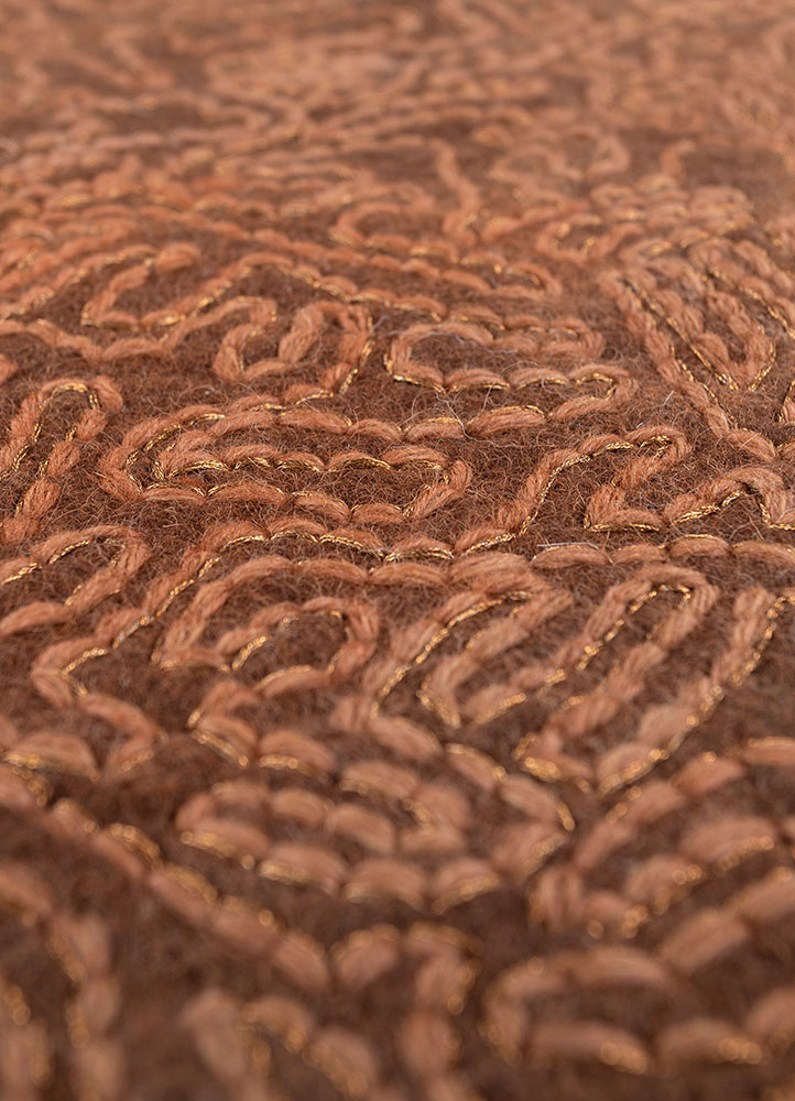 wall art beige and brown wool Wall Art Rug - CloseUp