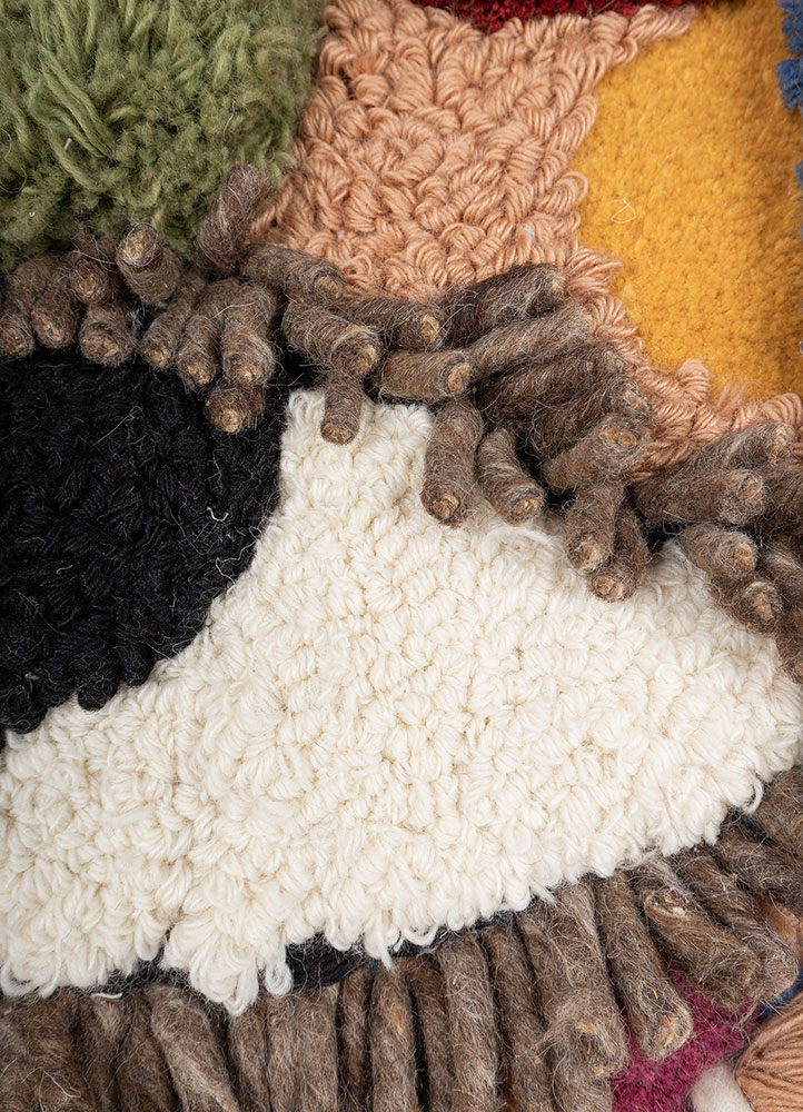 wall art green wool and silk Wall Art Rug - CloseUp