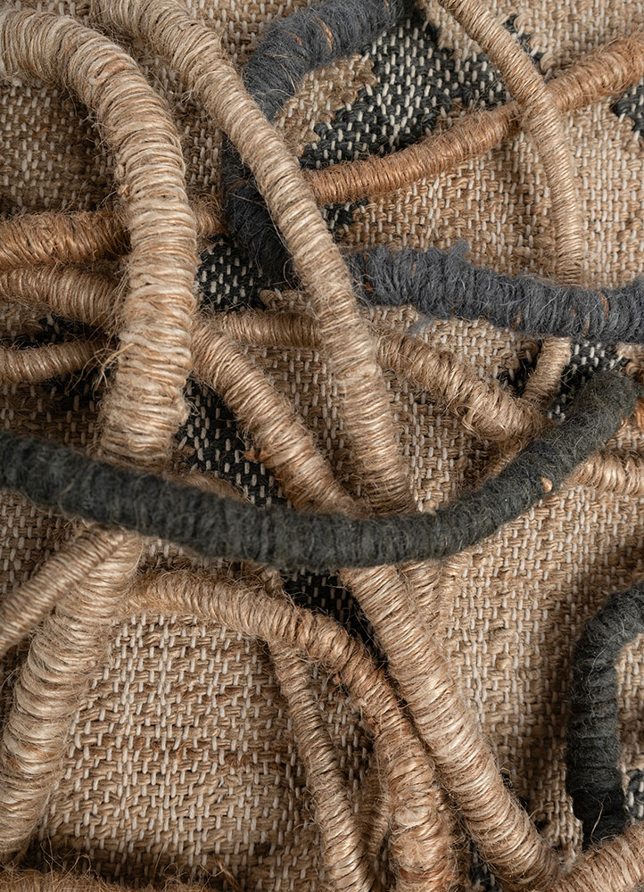 wall art beige and brown jute and hemp Wall Art Rug - CloseUp