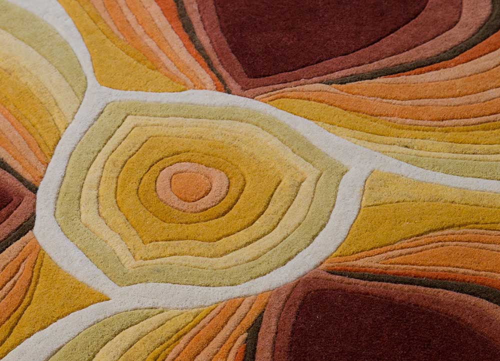 roar red and orange wool Hand Tufted Rug - CloseUp