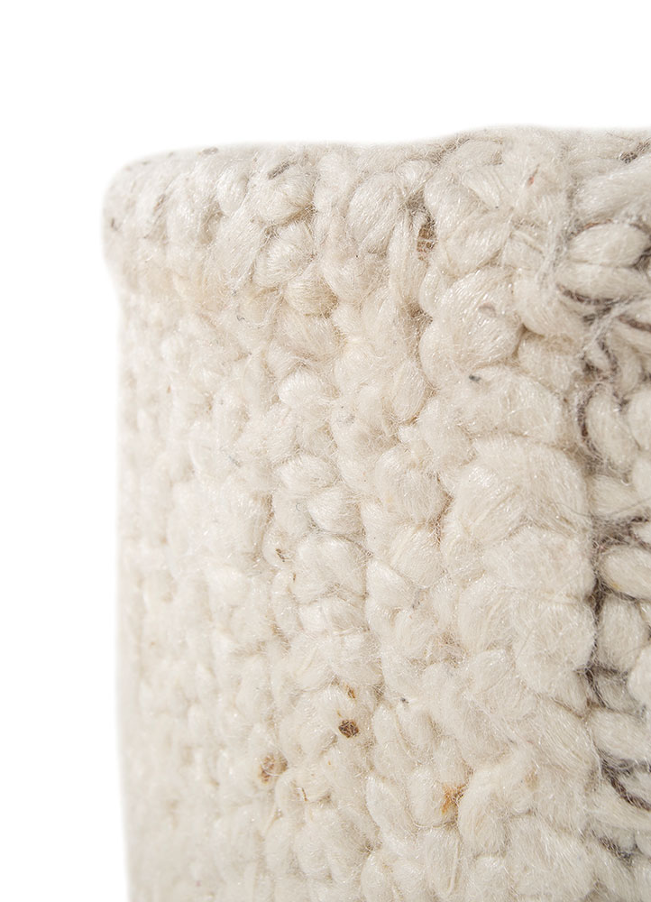 handmade pouf beige and brown jute and hemp Hand Woven Rug - Corner