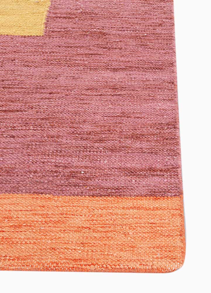 daaira red and orange wool Flat Weaves Rug - Corner