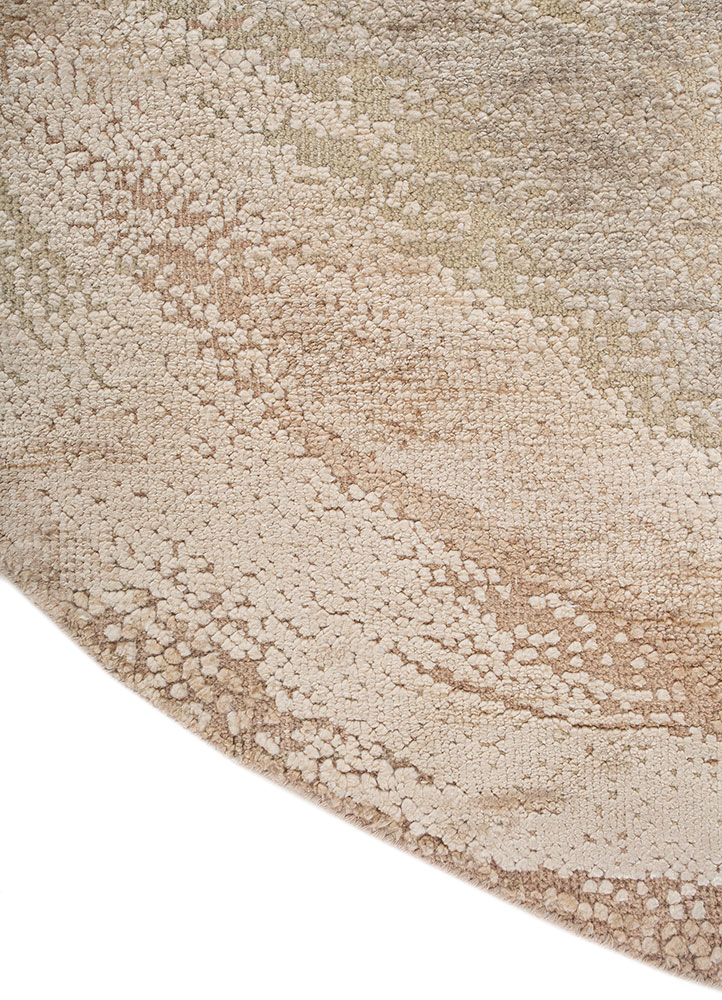 entropy beige and brown wool and bamboo silk Hand Knotted Rug - Corner