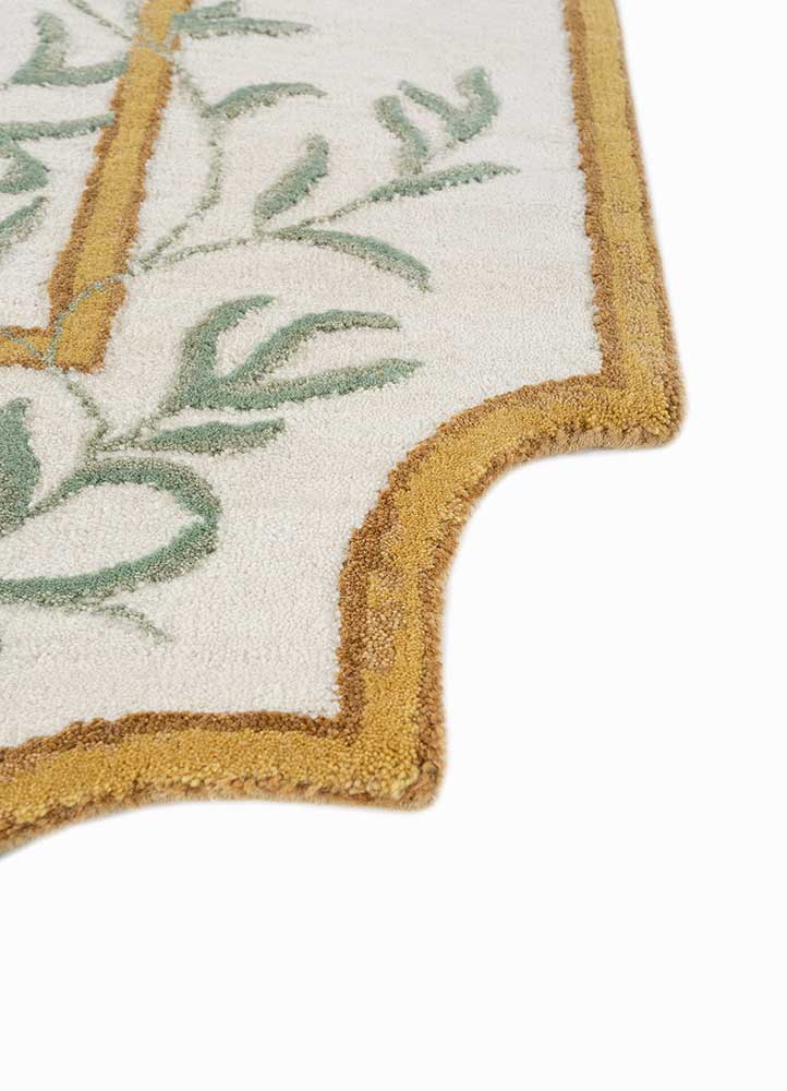 jardins du monde beige and brown wool Hand Knotted Rug - Corner