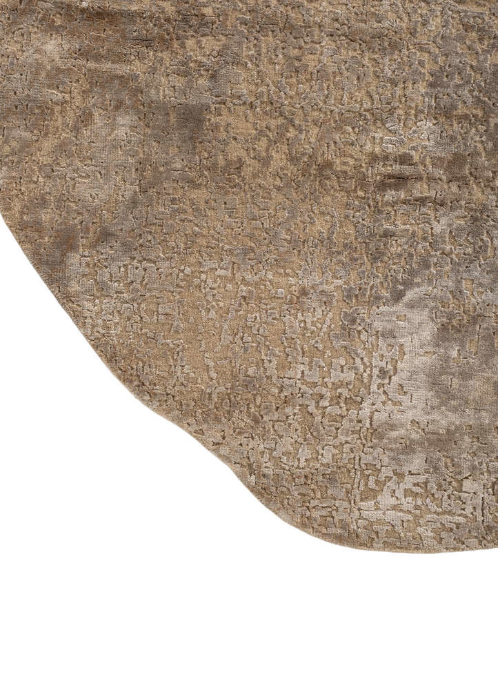 aprezo beige and brown wool and bamboo silk Hand Knotted Rug - Corner aprezo beige and brown wool and bamboo silk Hand Knotted Rug - Corner