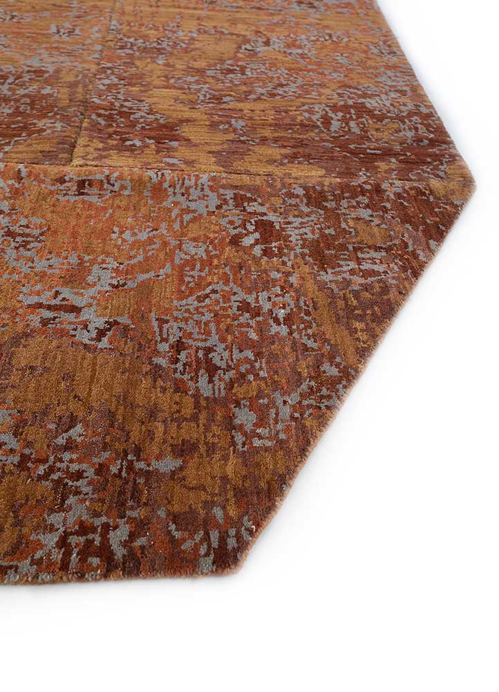 provenance red and orange wool Hand Knotted Rug - Corner