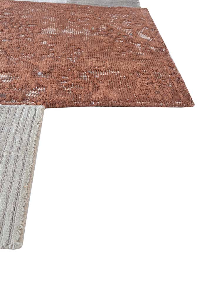 provenance beige and brown wool and viscose Hand Knotted Rug - Corner