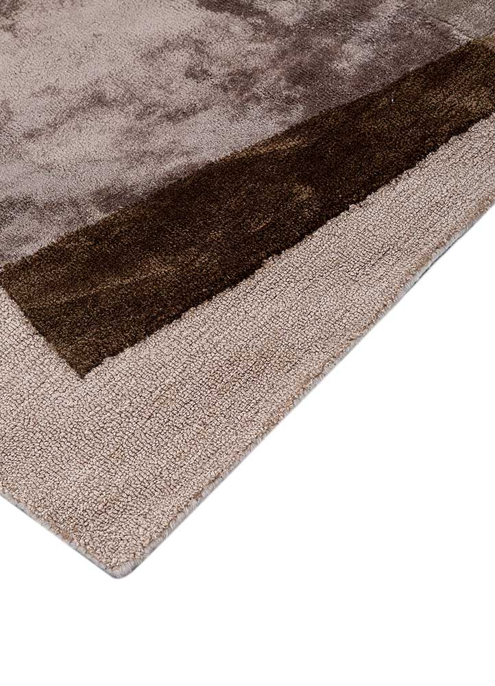 come around grey and black wool and viscose Hand Tufted Rug - Corner