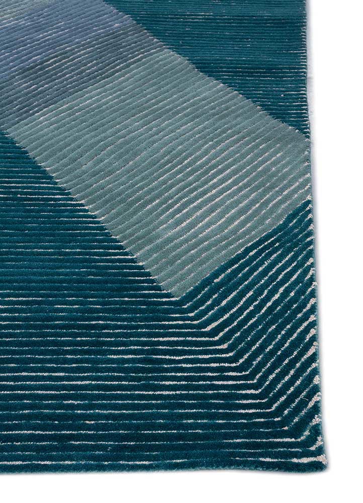 pathways blue wool and viscose Hand Tufted Rug - Corner pathways blue wool and viscose Hand Tufted Rug - Corner