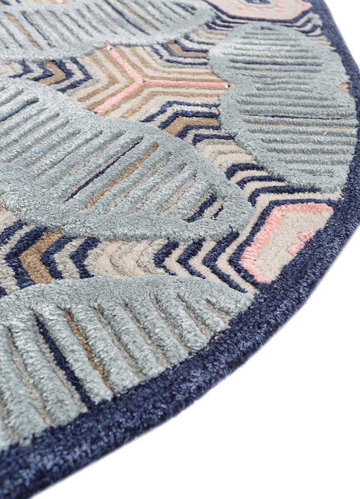 jaipur wunderkammer blue wool and viscose Hand Tufted Rug - Corner