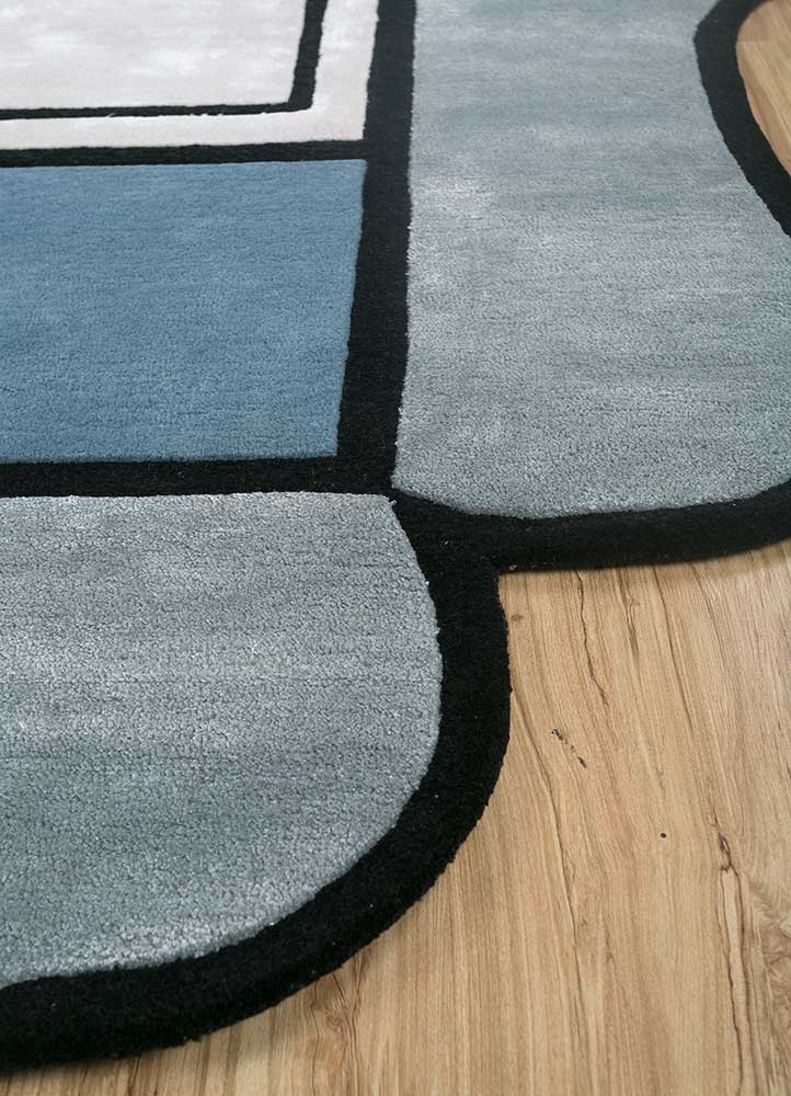 concoction blue wool and viscose Hand Tufted Rug - Corner