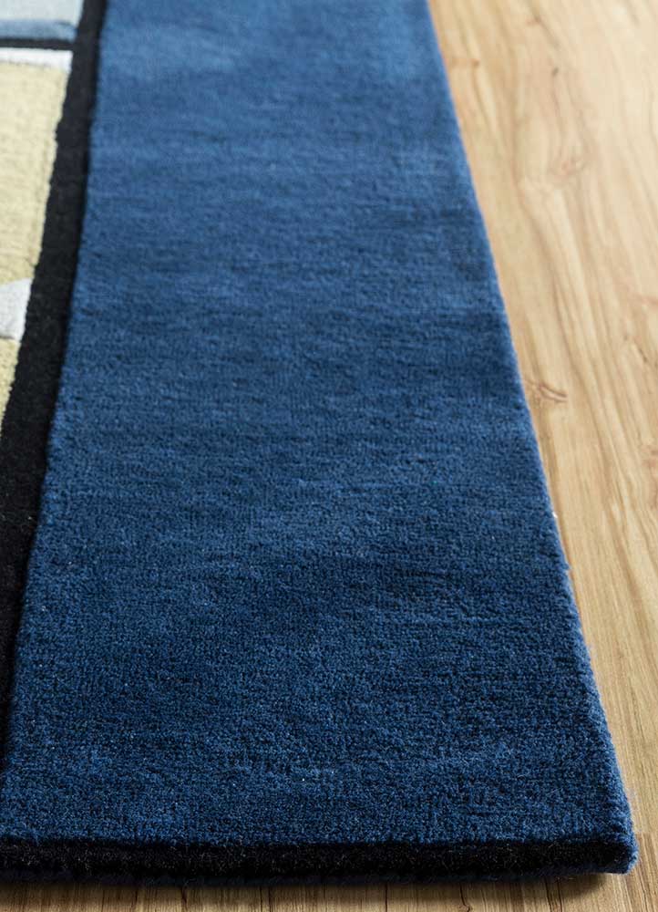 concoction blue wool and viscose Hand Tufted Rug - Corner