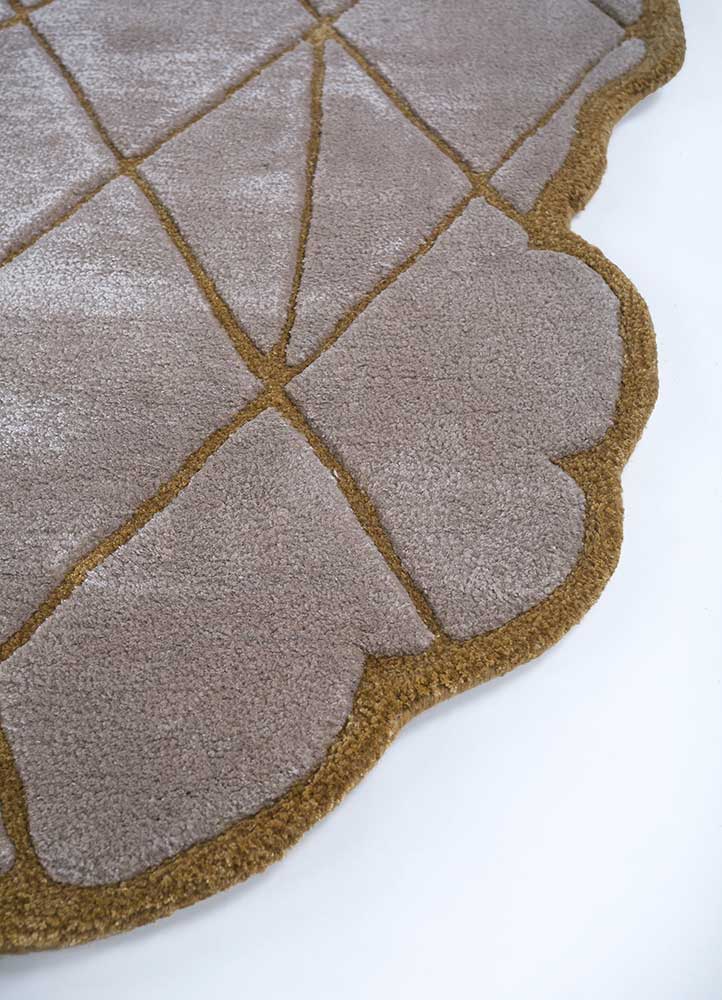 jaipur wunderkammer beige and brown wool and viscose Hand Tufted Rug - Corner