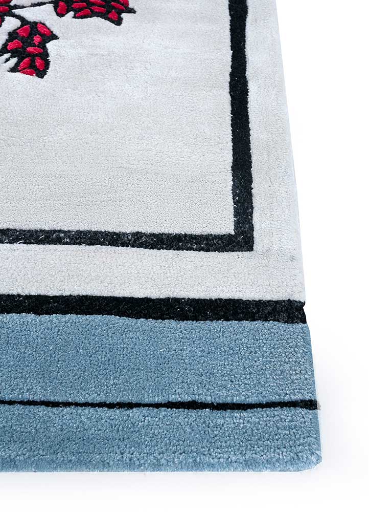 concoction blue wool and viscose Hand Tufted Rug - Corner