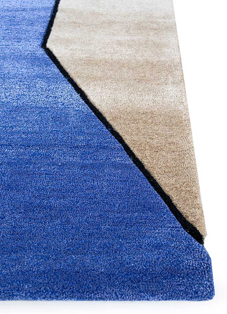 concoction blue wool and viscose Hand Tufted Rug - Corner