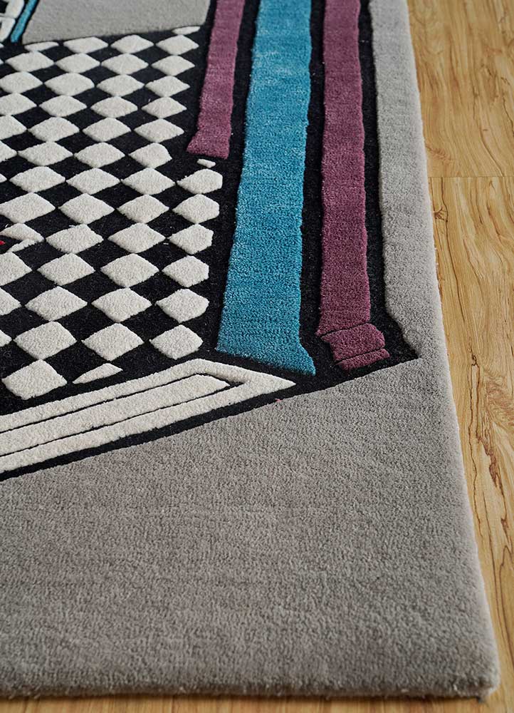 concoction grey and black wool and viscose Hand Tufted Rug - Corner