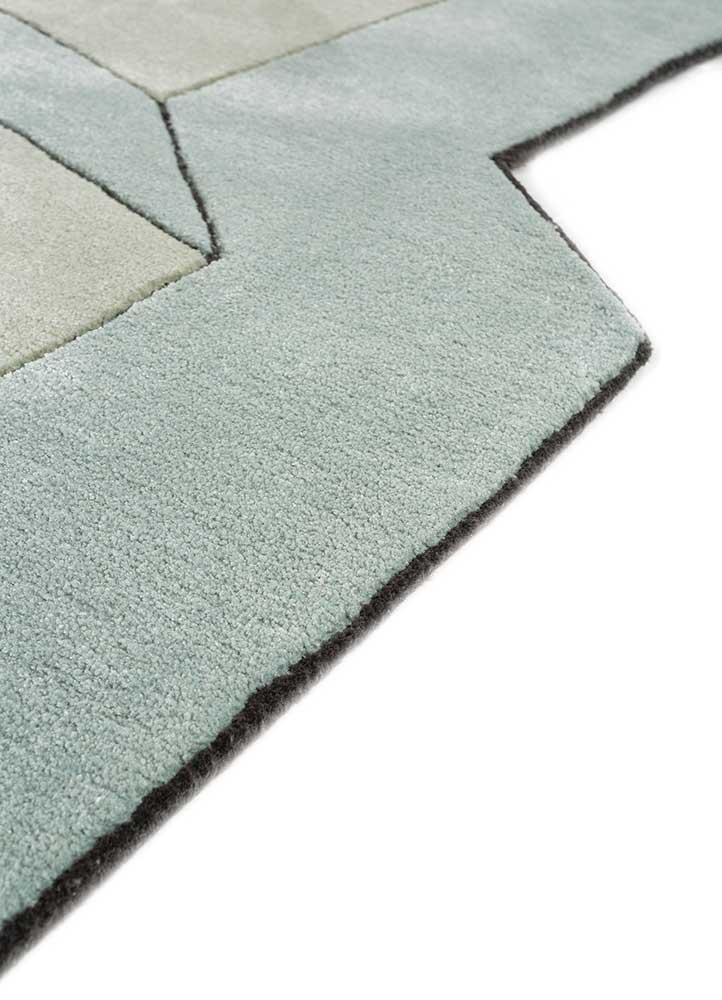 archetype blue wool and viscose Hand Tufted Rug - Corner