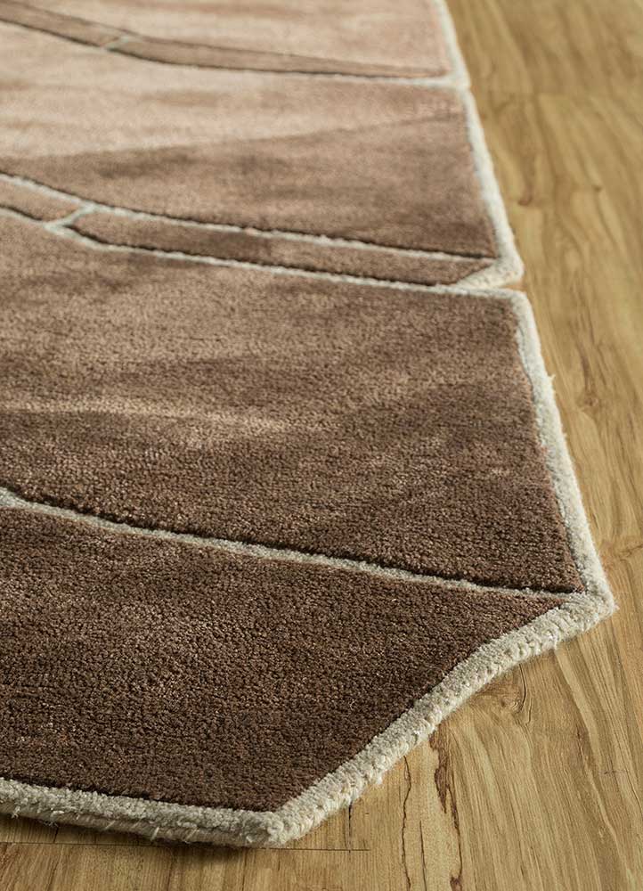 archetype beige and brown wool and viscose Hand Tufted Rug - Corner