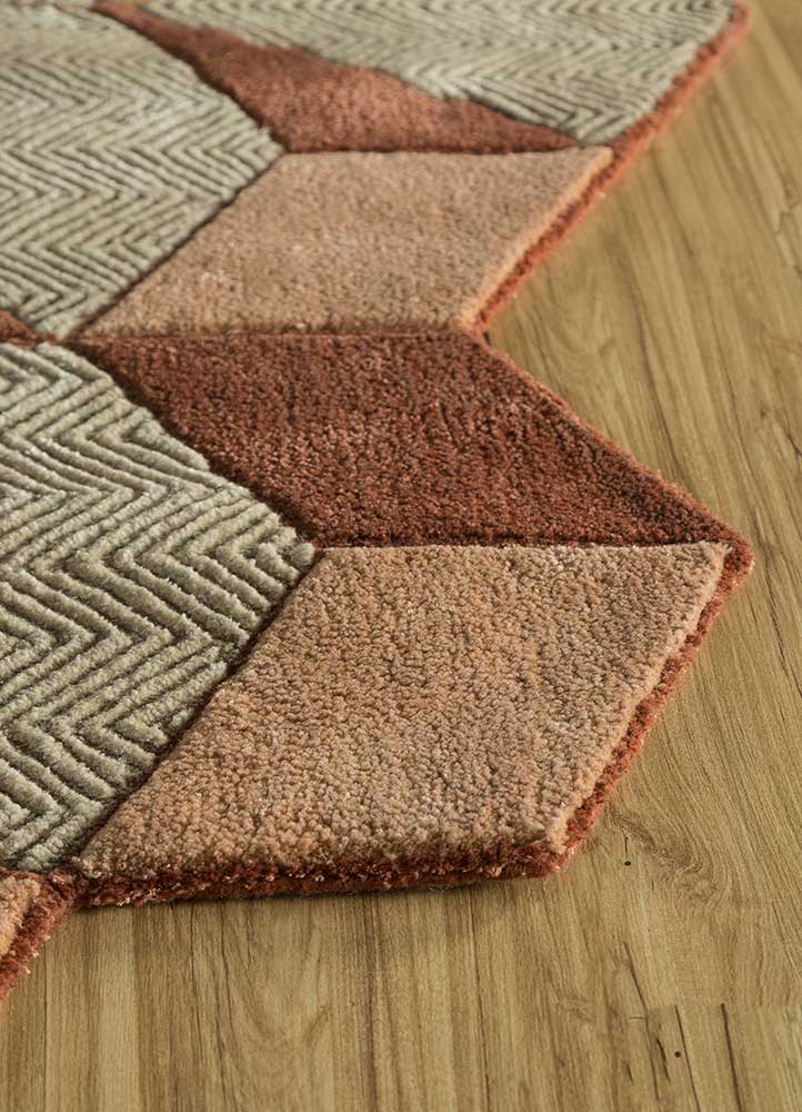 archetype beige and brown wool and viscose Hand Tufted Rug - Corner