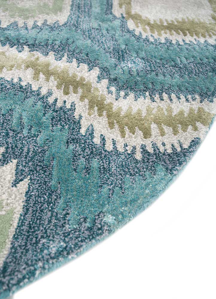 mythos blue viscose Hand Tufted Rug - Corner