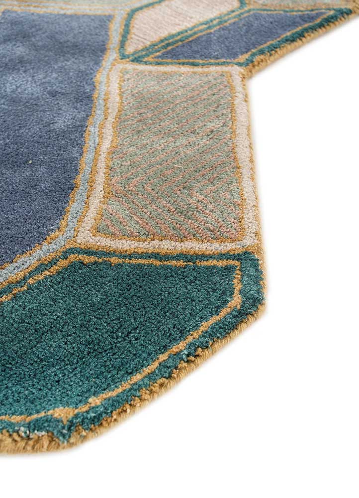 archetype blue wool and viscose Hand Tufted Rug - Corner