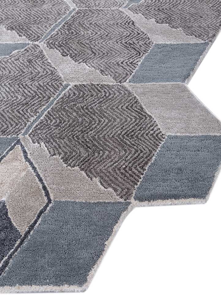 archetype grey and black wool and viscose Hand Tufted Rug - Corner