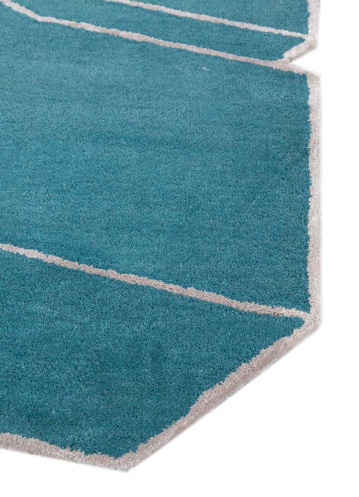 archetype blue wool and viscose Hand Tufted Rug - Corner