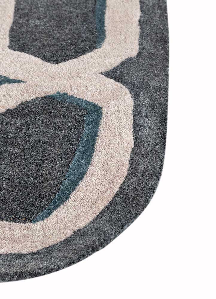 acar grey and black wool and viscose Hand Tufted Rug - Corner