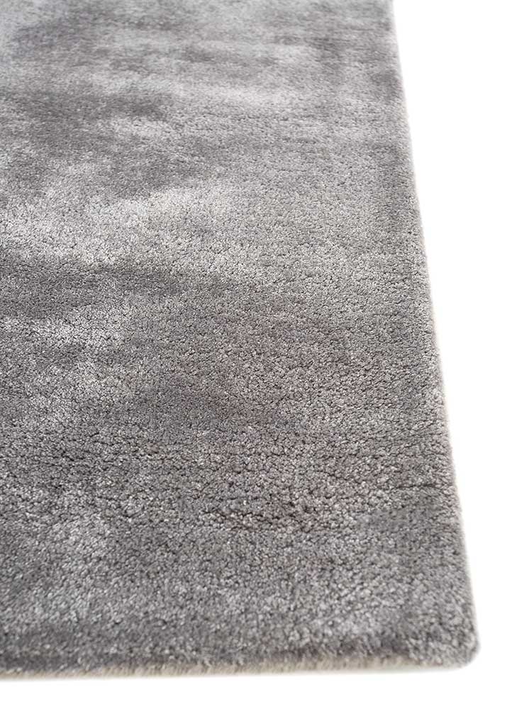 vyom grey and black viscose Hand Tufted Rug - Corner