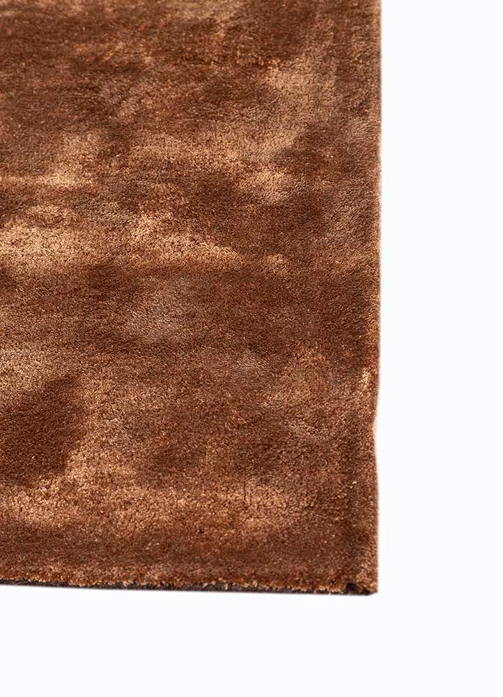 vyom beige and brown viscose Hand Tufted Rug - Corner