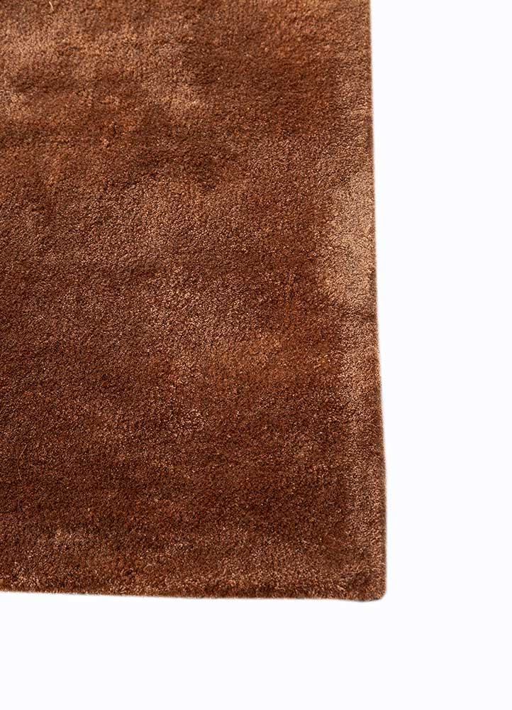 vyom beige and brown viscose Hand Tufted Rug - Corner