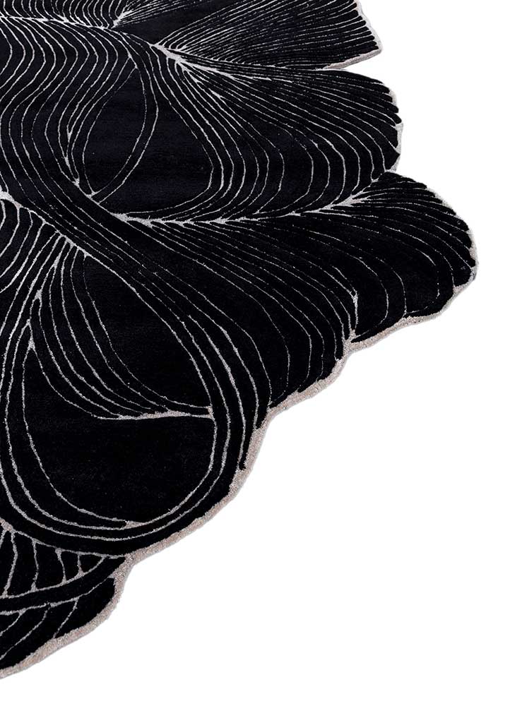 infini grey and black wool and viscose Hand Tufted Rug - Corner