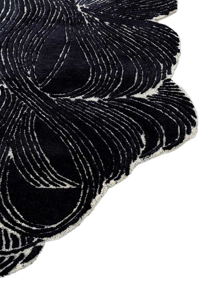 infini blue wool and viscose Hand Tufted Rug - Corner