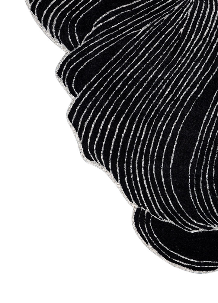 infini grey and black wool and viscose Hand Tufted Rug - Corner
