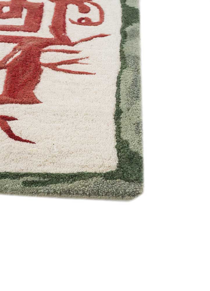 jardins du monde ivory wool Hand Tufted Rug - Corner