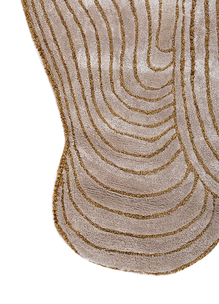 infini beige and brown viscose Hand Tufted Rug - Corner
