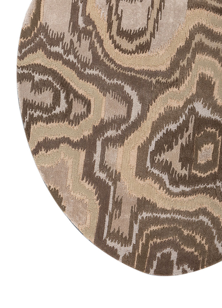 mythos beige and brown wool and viscose Hand Tufted Rug - Corner