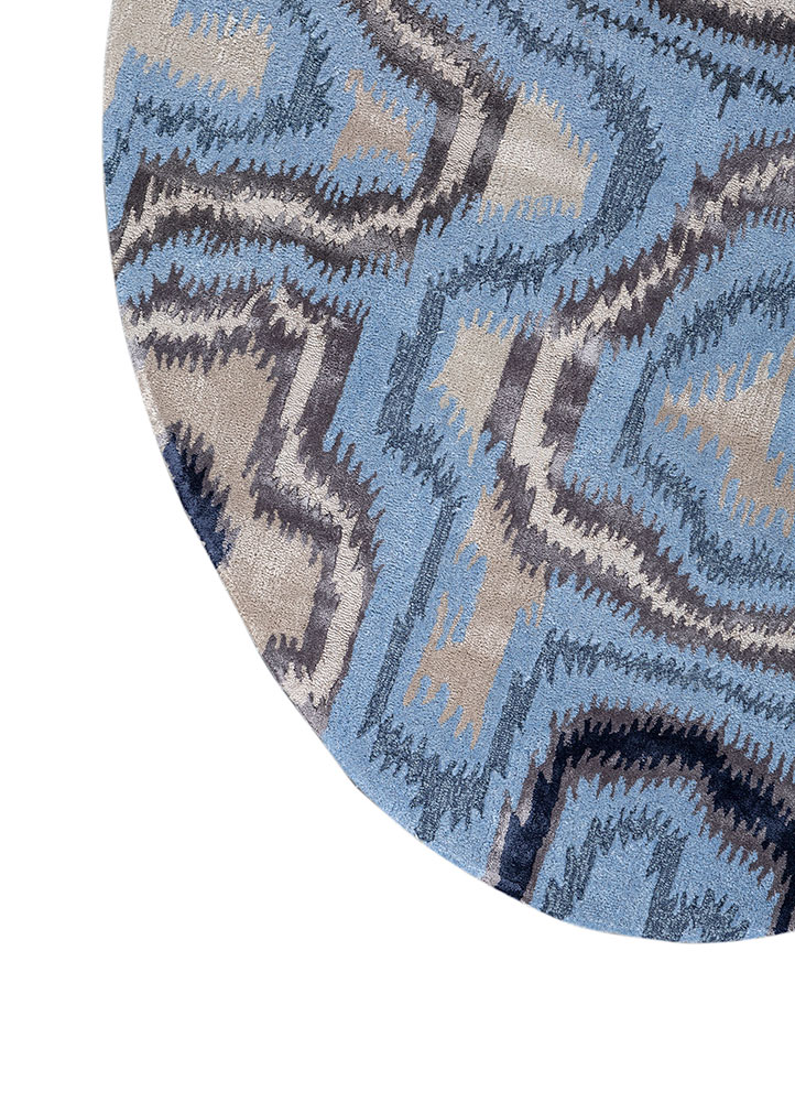 mythos blue wool and viscose Hand Tufted Rug - Corner