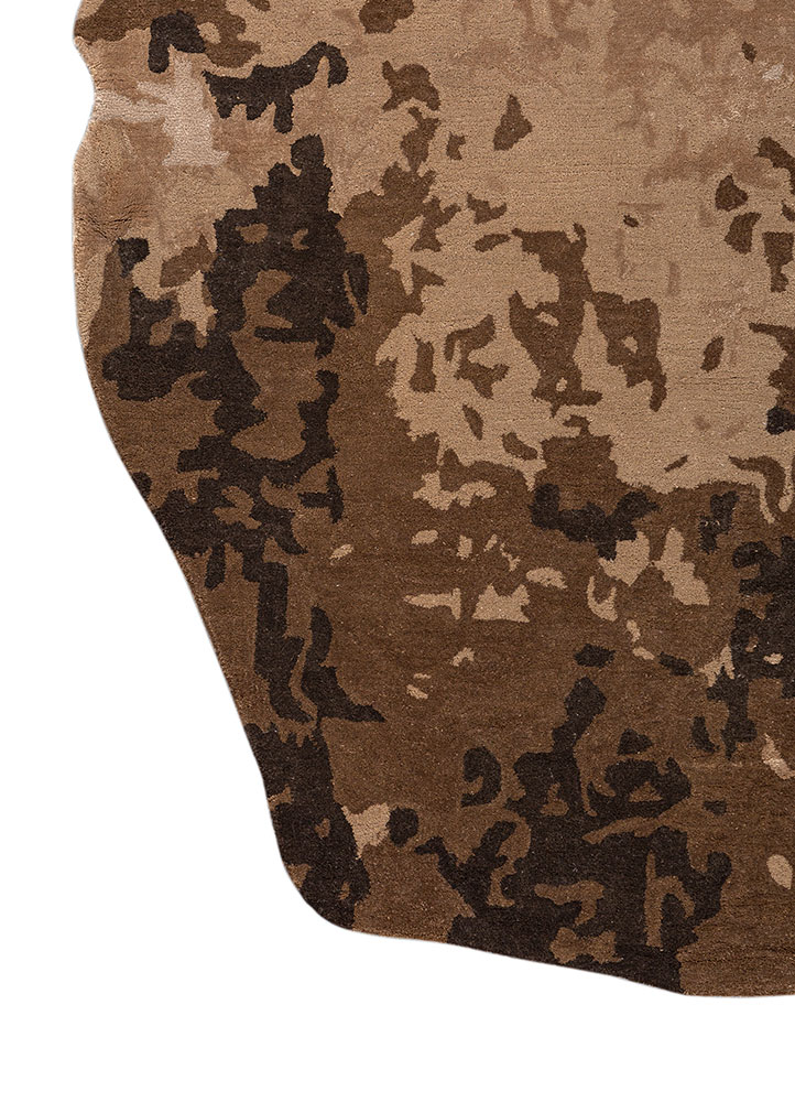 genesis beige and brown wool and viscose Hand Tufted Rug - Corner