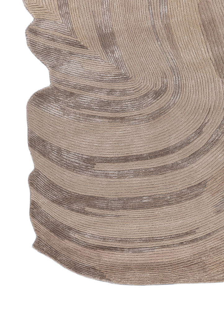 lucid beige and brown wool and viscose Hand Tufted Rug - Corner lucid beige and brown wool and viscose Hand Tufted Rug - Corner
