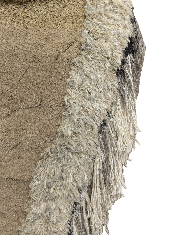 wall art beige and brown wool and silk Wall Art Rug - Corner