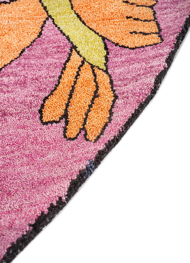 dreamers pink and purple wool and bamboo silk Hand Knotted Rug - Corner