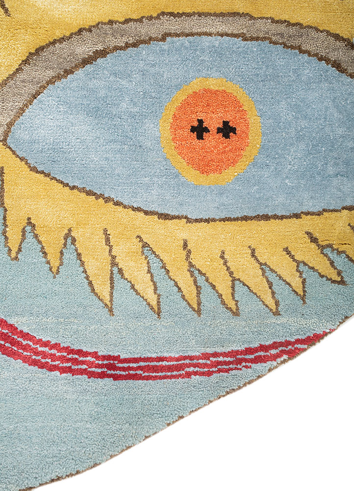 dreamers blue wool and bamboo silk Hand Knotted Rug - Corner