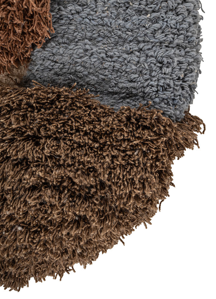 wall installation beige and brown wool Hand Knotted Rug - Corner wall installation beige and brown wool Hand Knotted Rug - Corner