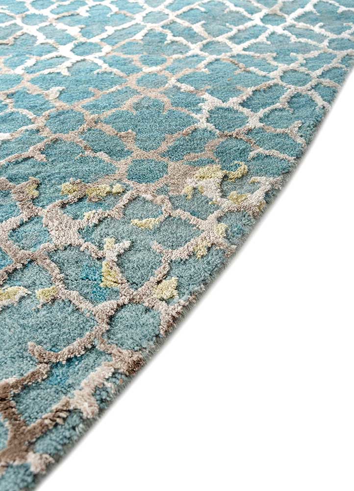 tattvam blue wool and bamboo silk Hand Knotted Rug - Corner tattvam blue wool and bamboo silk Hand Knotted Rug - Corner