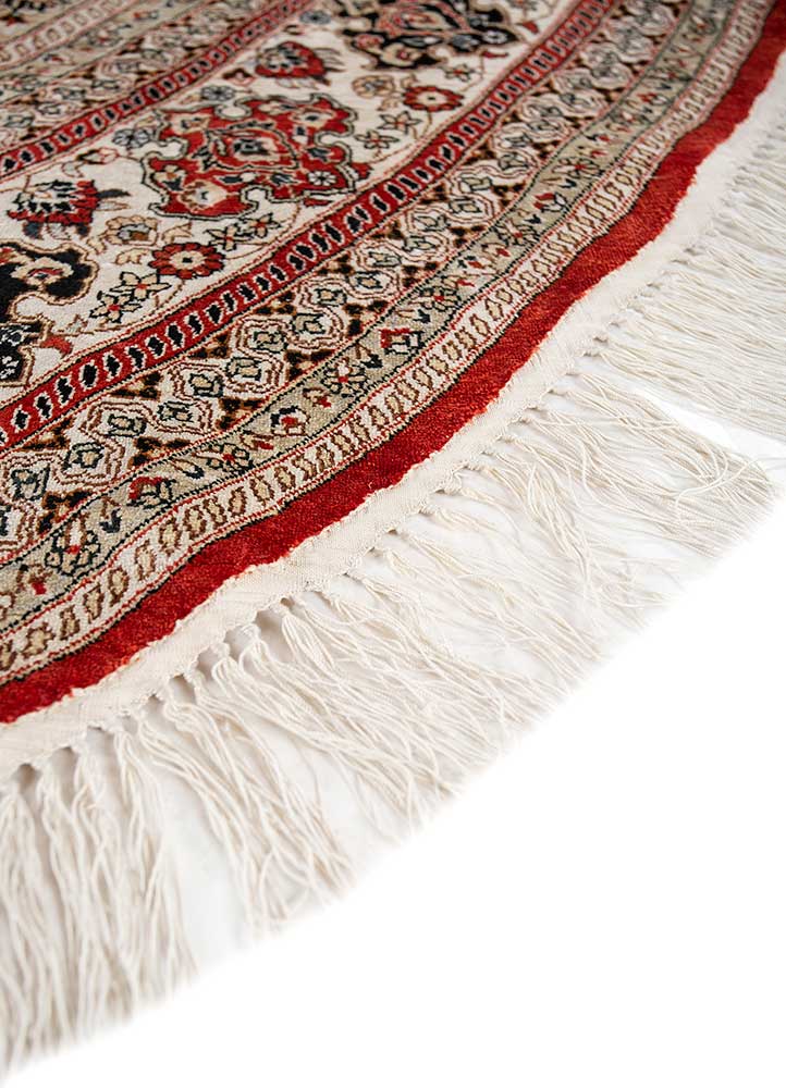 aalam red and orange silk Hand Knotted Rug - Corner