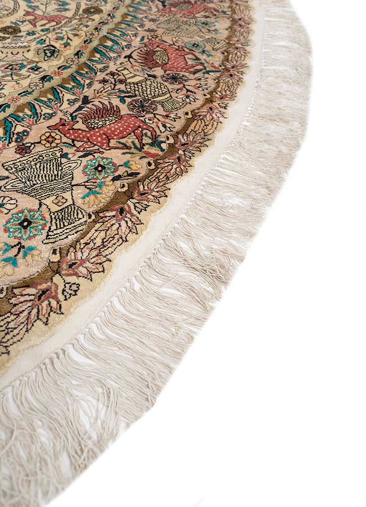 aalam green silk Hand Knotted Rug - Corner