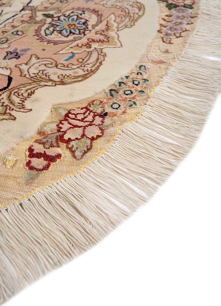 aalam ivory wool and silk Hand Knotted Rug - Corner aalam ivory wool and silk Hand Knotted Rug - Corner