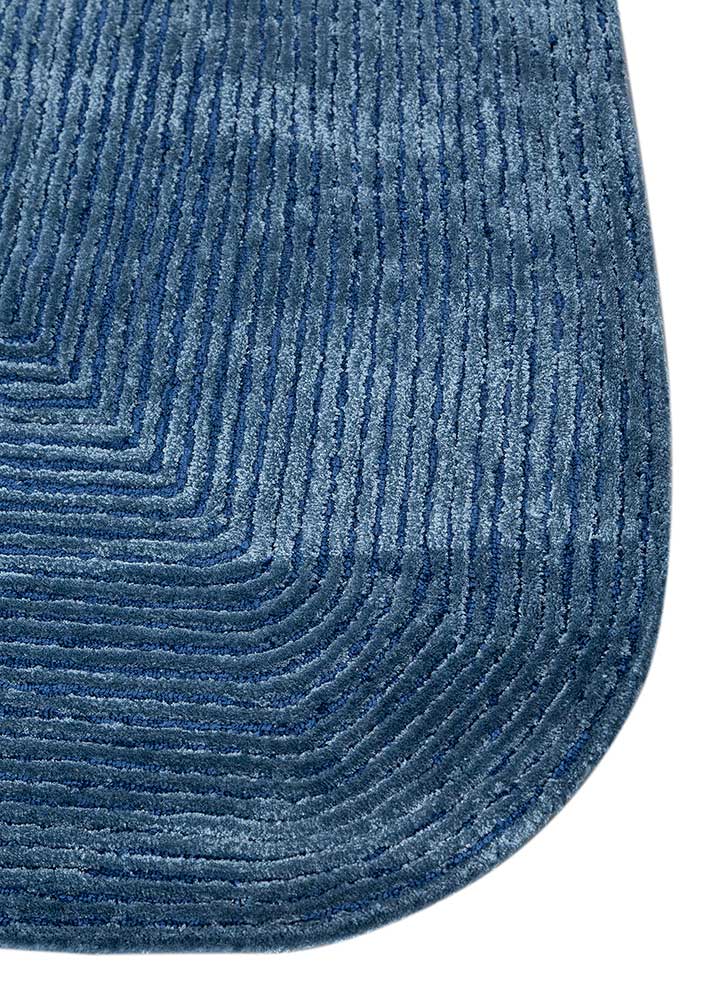 cera blue wool and viscose Hand Tufted Rug - Corner